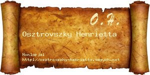 Osztrovszky Henrietta névjegykártya