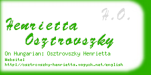 henrietta osztrovszky business card